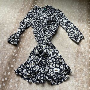 Rixo ruffle collar sunflower wrap dress